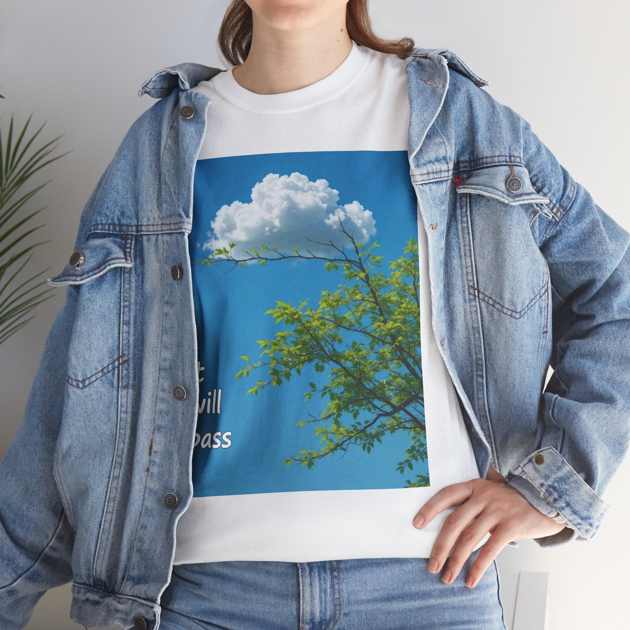 It Will Pass Tee — Comforting Cloud Graphic T‑Shirt ("it will pass" / "eventually")