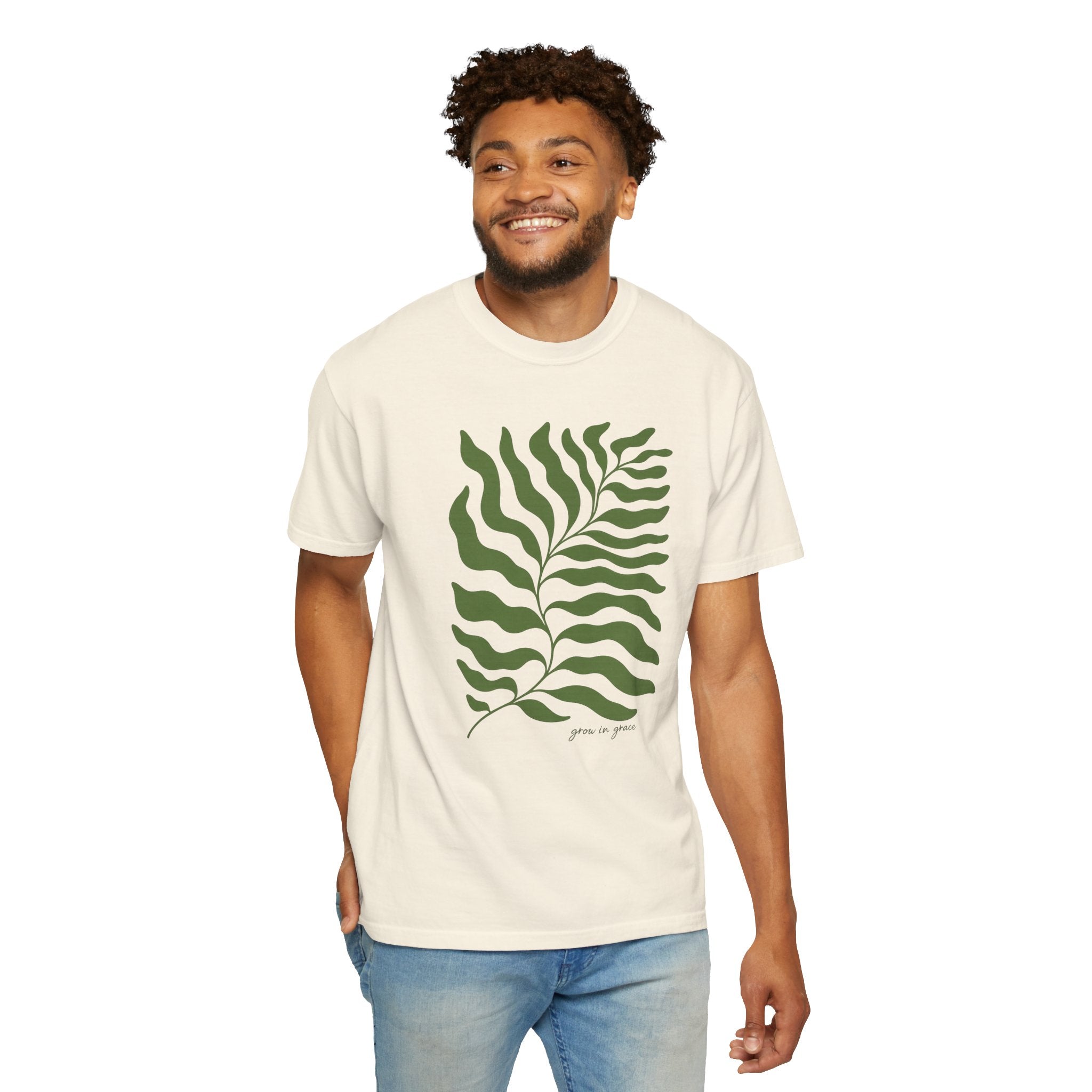 Botanical Fern T-Shirt — Minimal Green Leaf Graphic Tee