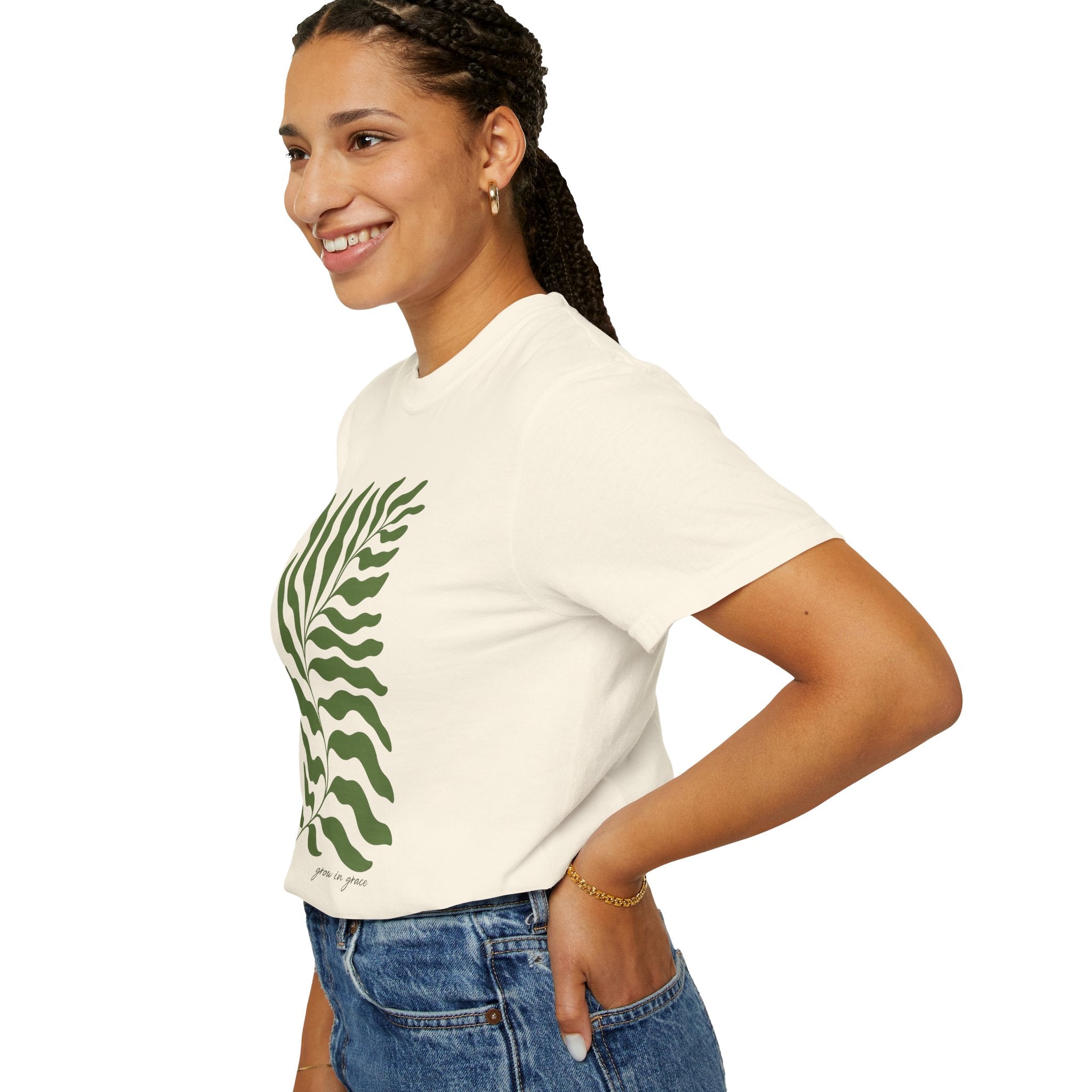 Botanical Fern T-Shirt — Minimal Green Leaf Graphic Tee